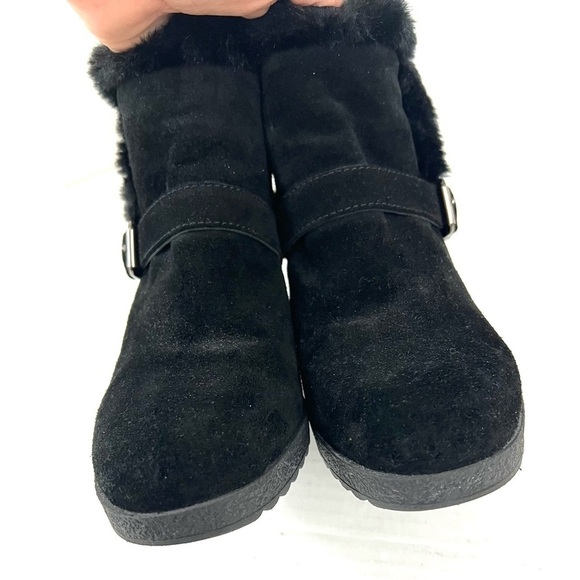 Aquatalia Carlotta Faux-Fur Lined Suede Wedge Ankle Boots - Size 11 - Picture 10 of 13